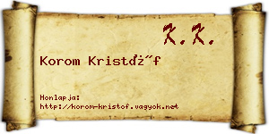 Korom Kristóf névjegykártya